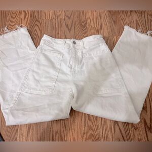 White cargo style straight pants